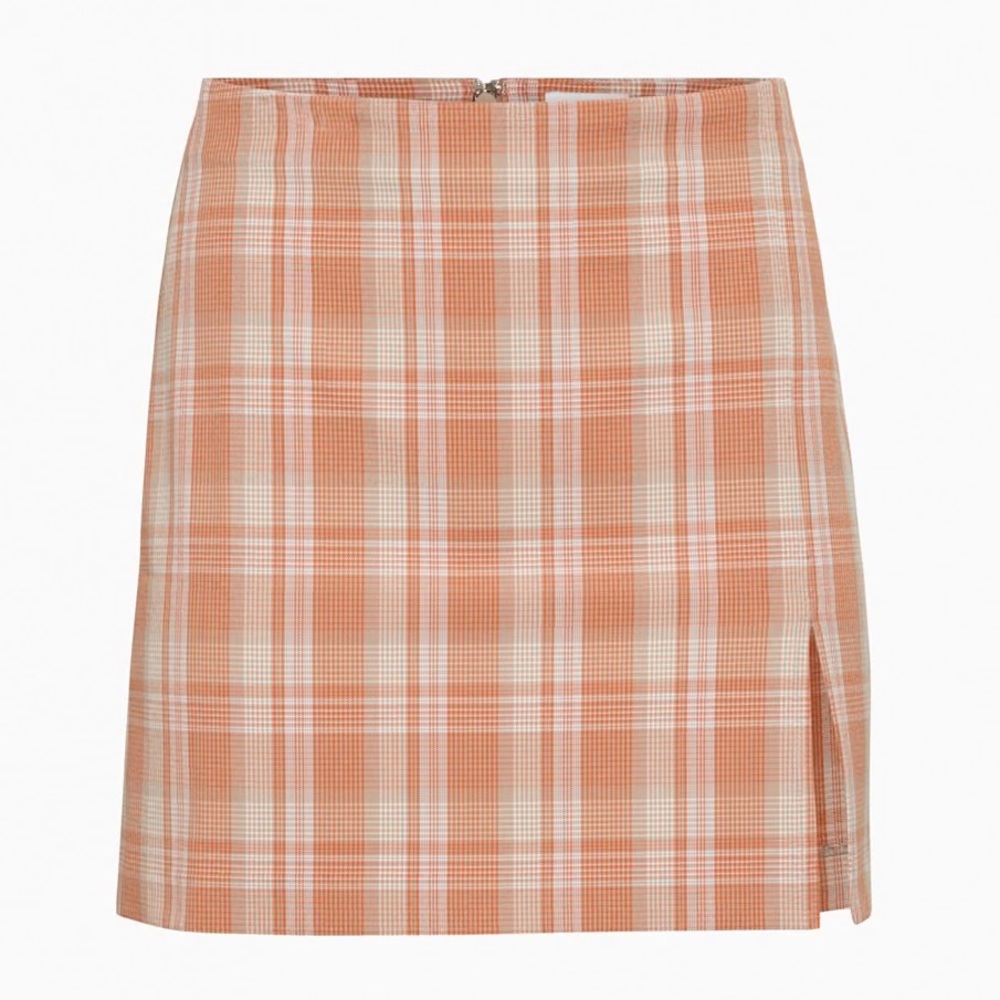 Aritzia Sunday Best Tatiana Orange Plaid A-Line Mini Skirt